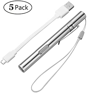 5 Piezas Mini Linterna LED USB recargable con Clip de Bolsillo + Cable USB para mecanica- Enfermeras- medicos