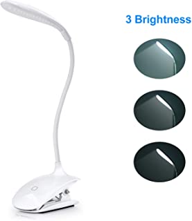 Adoric LED- Luz Lectura Lampara de Escritorio con Panel Tactil Luz de Libro Recargable y 3 Niveles de Brillo (Blanco)