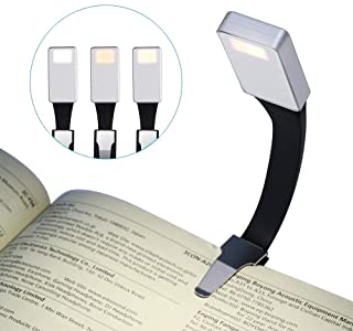 LED Lampara de lectura- LANDEE Luz de Libro USB Recargable- Luz de Noche- Cuidado de Los ojos- 3 Modos de Clip de Brillo en el Libro- 360 ° Flexible- Cama Portatil Con iluminacion (Plateado)