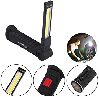 Luz de trabajo recargable USB Sunsbell- linterna LED portatil- luz de trabajo- con base magnetica y gancho para el hogar- taller- uso de emergencia 5W (1pc)