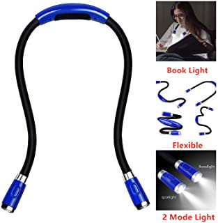 luz lectura libros LED recargable abrazo luz brillante cuello lectura luz- Luces de libro para leer en la cama- luz de punto con 4 brillos ajustables- 2 brazos flexibles flexibles- cable USB incluido