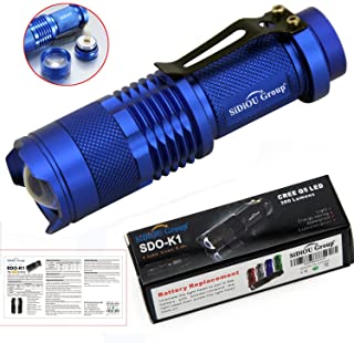 Sidiou Group 7w 300lm Mini Cree llevo linterna antorcha foco ajustable zoom lampara de luz (azul)