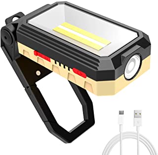T-SUN Linterna de Trabajo Recargable 4800mAh- lampara de Inspeccion 4 Modos- Luz de Trabajo LED Recargable con Base Magnetica y Gancho para Emergencia- Taller- Automoviles.