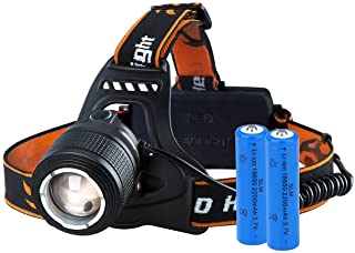 VicTsing Linterna Frontal Recargable LED Alta Potencia 3000 Lumenes- 4 Modos- Automomia hasta 16H- Alcance de 300M- Funcion de Zoom- Impermeable IPX6 para Casco- Pesca- Bicicleta- Camping y Caza
